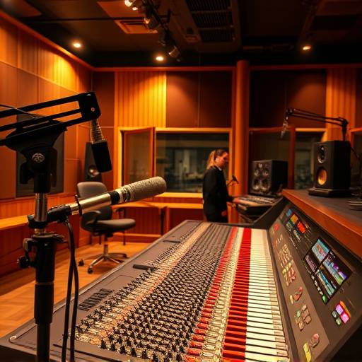 Interno dello studio di registrazione Onda Sonora Studio con microfoni e console di mixaggio
